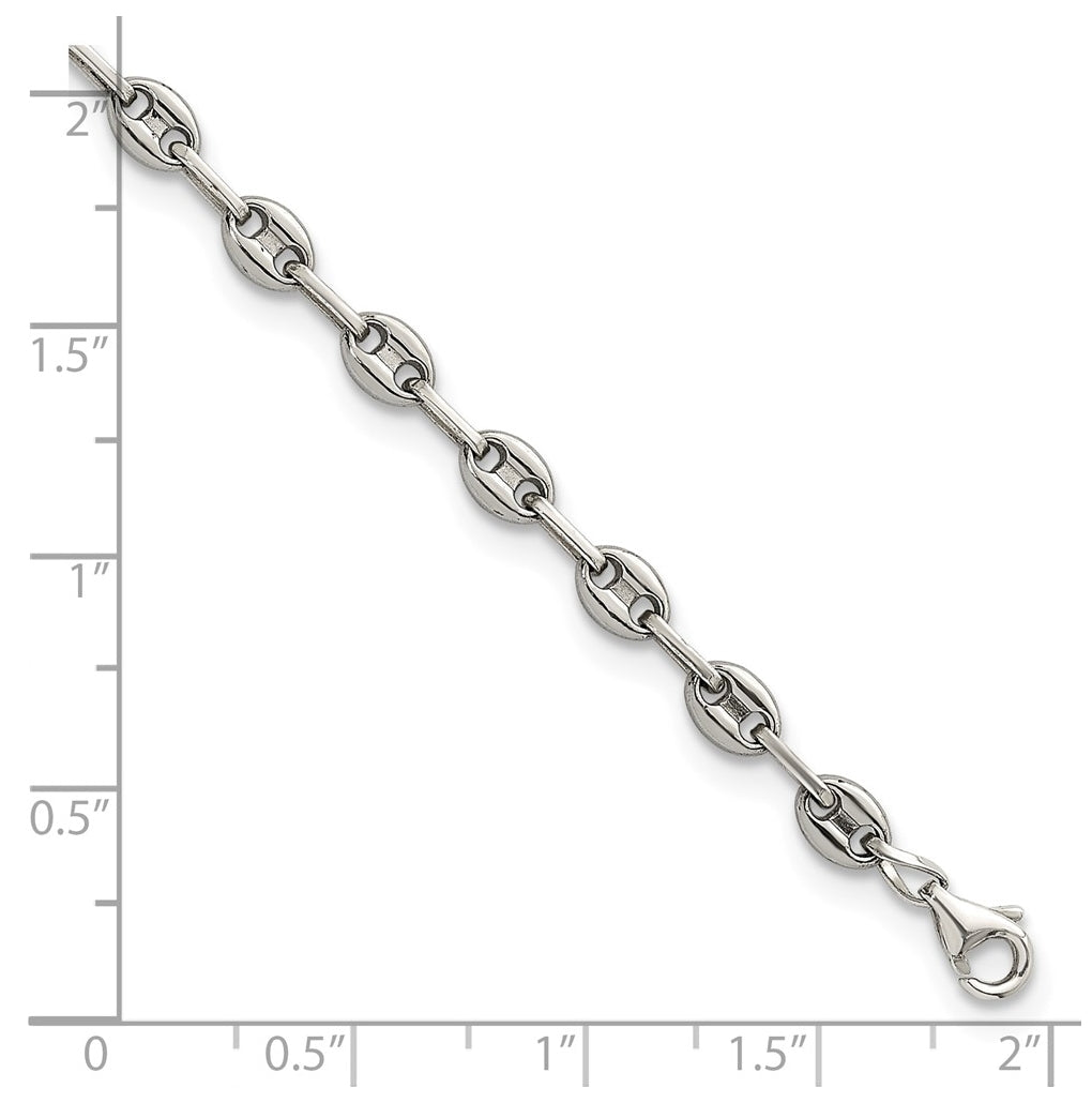 Stainless Steel with 925 Polished Anchor Link 6in Bracelet – Elegant Jewelry Gift for Birthday, Anniversary, Engagement, Wedding