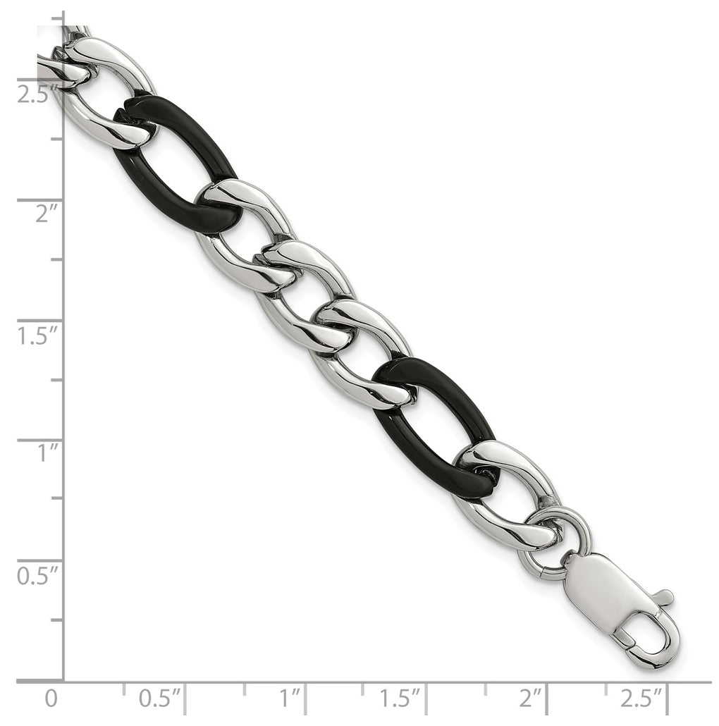 Stainless Steel Polished Black IP-plated Flat Figaro 8.5in Bracelet – Elegant Jewelry Gift for Birthday, Anniversary, Engagement, Wedding