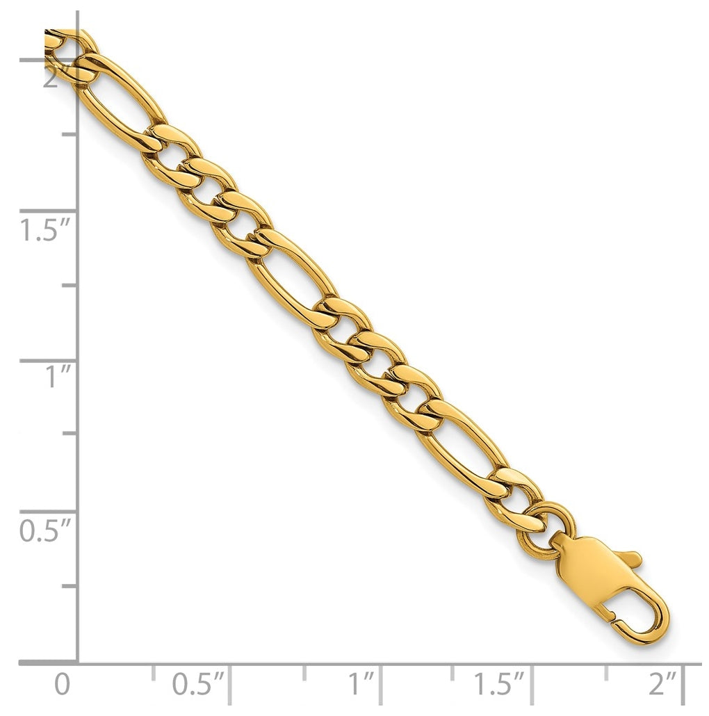 Stainless Steel Polished Yellow IP-plated Flat Figaro 8.5in Bracelet – Elegant Jewelry Gift for Birthday, Anniversary, Engagement, Wedding