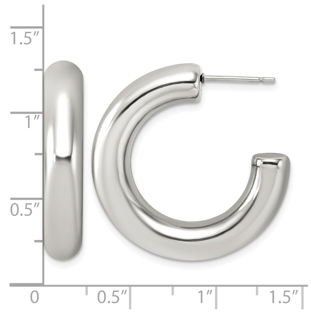 Stainless Steel Polished Thick C-Hoop Earrings – Elegant Jewelry Gift for Birthday, Anniversary, Engagement, Wedding