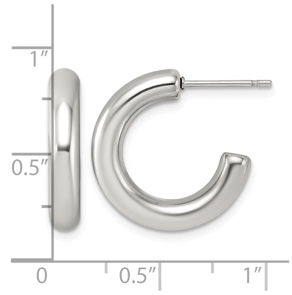 Stainless Steel Polished C-Hoop Earrings – Elegant Jewelry Gift for Birthday, Anniversary, Engagement, Wedding