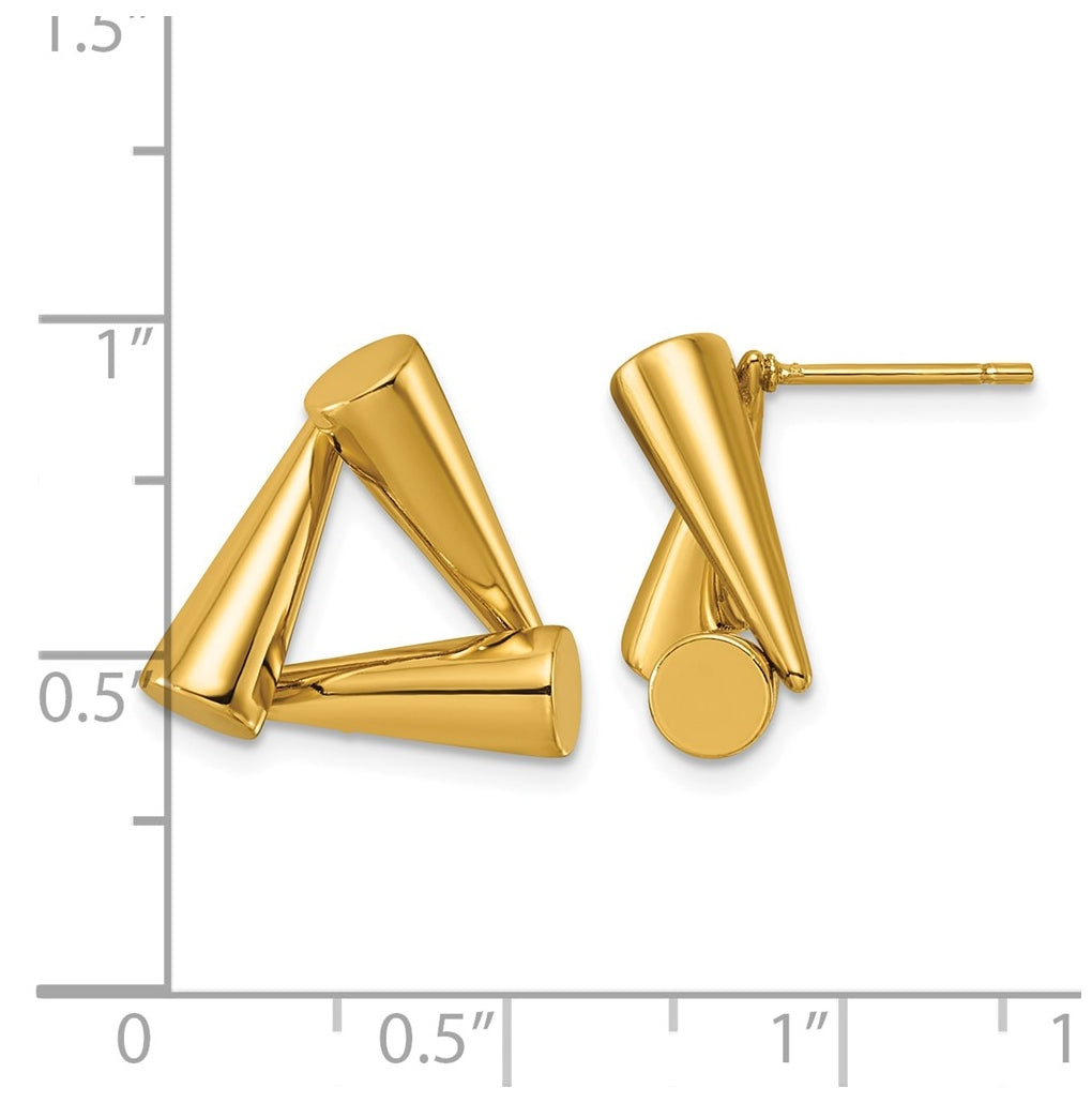 Stainless Steel Polished Yellow IP-plated Triangle Post Earrings – Elegant Jewelry Gift for Birthday, Anniversary, Engagement, Wedding