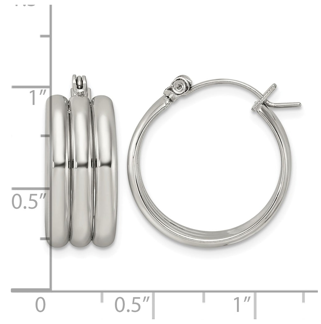 Stainless Steel Polished Grooved Circle 8mm Hoop Earrings – Elegant Jewelry Gift for Birthday, Anniversary, Engagement, Wedding