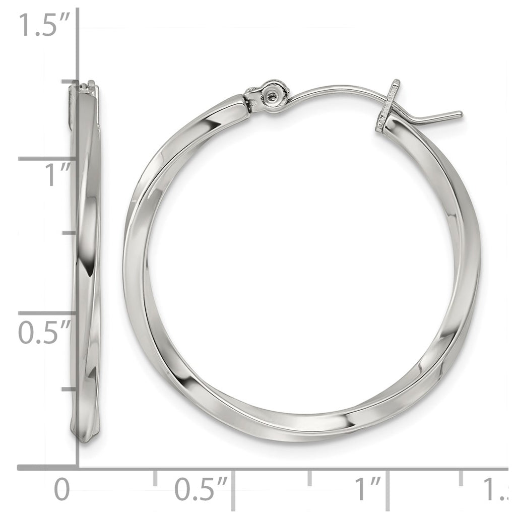 Stainless Steel Polished Twisted Hoop Earrings – Elegant Jewelry Gift for Birthday, Anniversary, Engagement, Wedding
