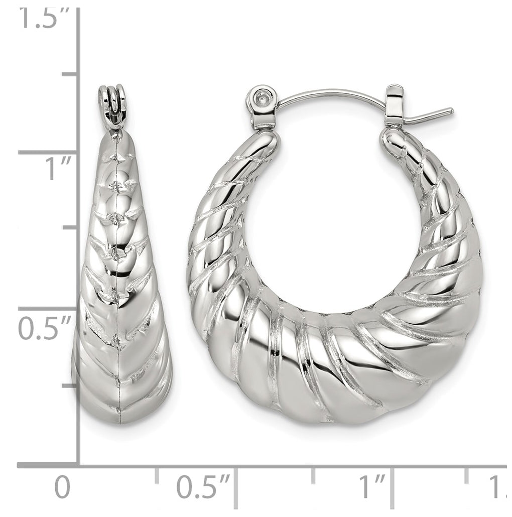 Stainless Steel Polished Twisted Tapered Hoop Earrings – Elegant Jewelry Gift for Birthday, Anniversary, Engagement, Wedding