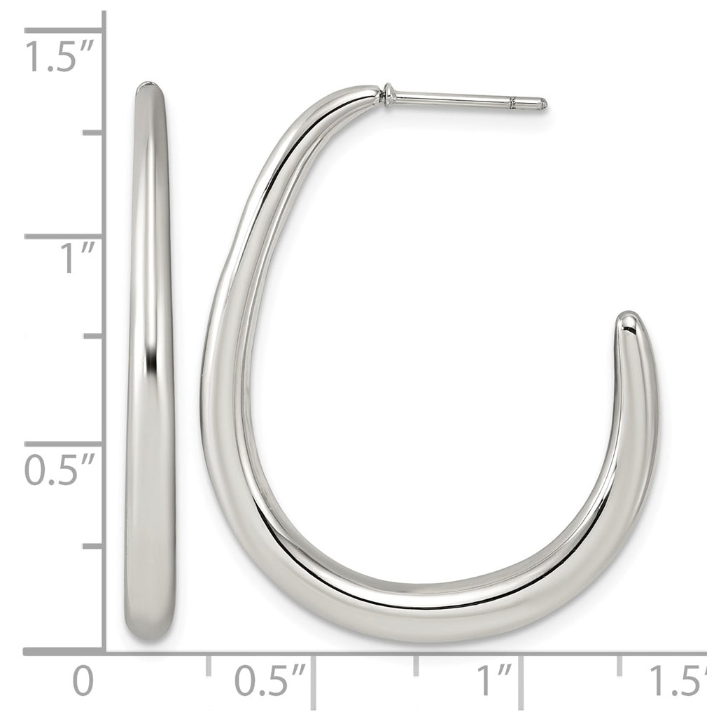Stainless Steel Polished 3mm J-Hoop Post Earrings – Elegant Jewelry Gift for Birthday, Anniversary, Engagement, Wedding