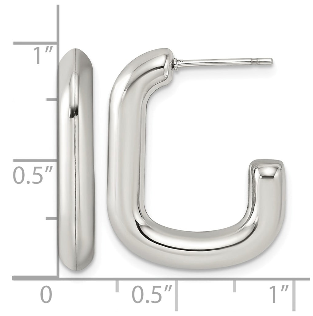 Stainless Steel Polished 4mm J-Hoop Post Earrings – Elegant Jewelry Gift for Birthday, Anniversary, Engagement, Wedding