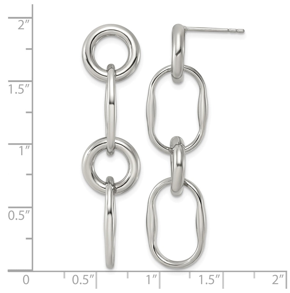 Stainless Steel Polished Fancy Link Post Dangle Earrings – Elegant Jewelry Gift for Birthday, Anniversary, Engagement, Wedding