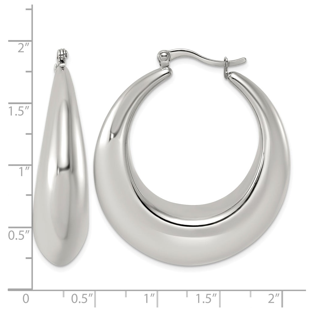 Stainless Steel Polished Tapered Hoop Earrings – Elegant Jewelry Gift for Birthday, Anniversary, Engagement, Wedding