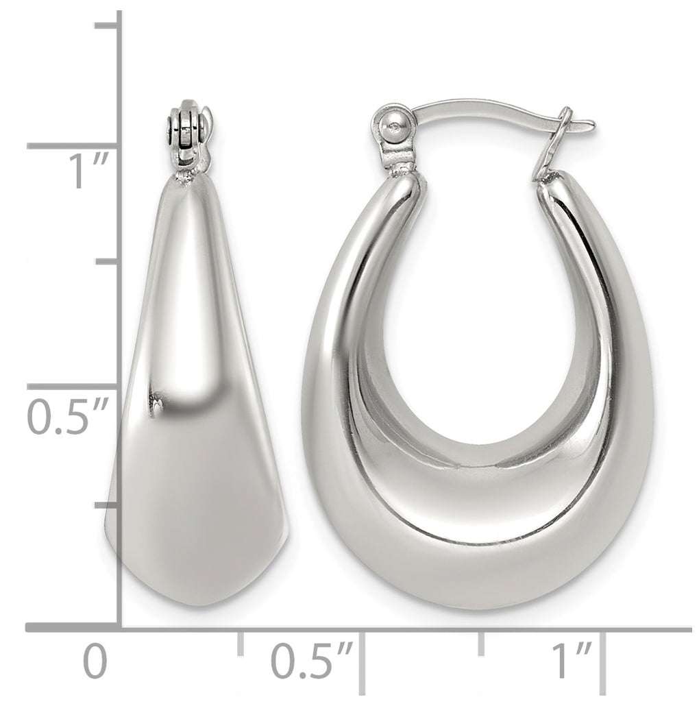 Stainless Steel Polished Tapered Hoop Earrings – Elegant Jewelry Gift for Birthday, Anniversary, Engagement, Wedding