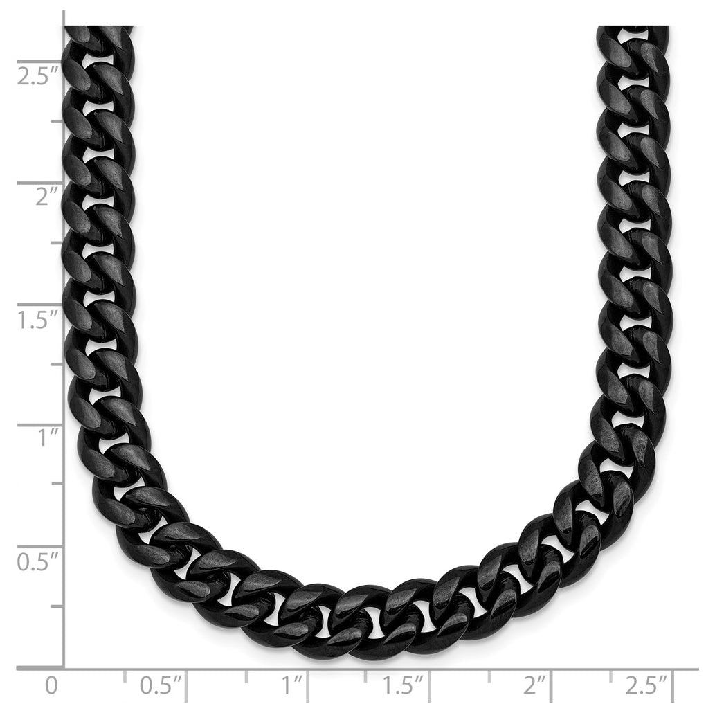 Stainless Steel Brushed 8mm Black IP-plated 20in Curb Link Necklace – Elegant Jewelry Gift for Birthday, Anniversary, Engagement, Wedding