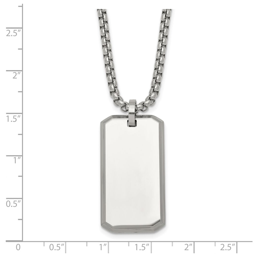 Stainless Steel Polished Dog Tag 24in Necklace – Elegant Jewelry Gift for Birthday, Anniversary, Engagement, Wedding