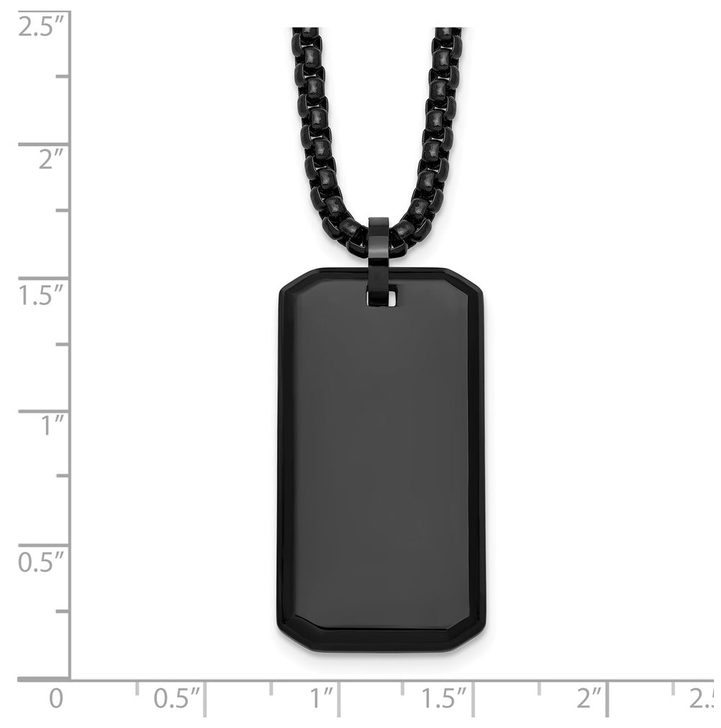 Stainless Steel Polished Black IP-plated Dog Tag 24in Necklace – Elegant Jewelry Gift for Birthday, Anniversary, Engagement, Wedding