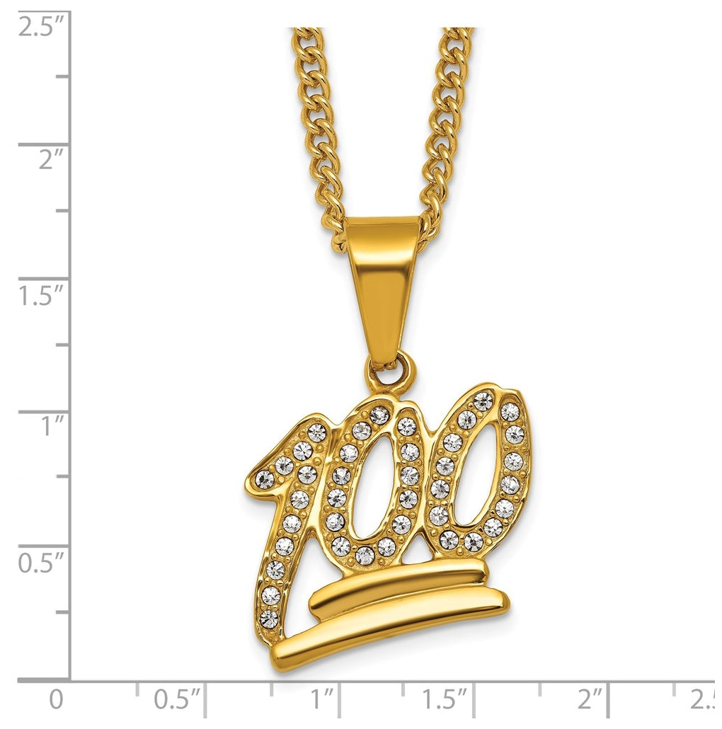Stainless Steel Polished Yellow IP-plated Crystal 100% 24in Necklace – Elegant Jewelry Gift for Birthday, Anniversary, Engagement, Wedding