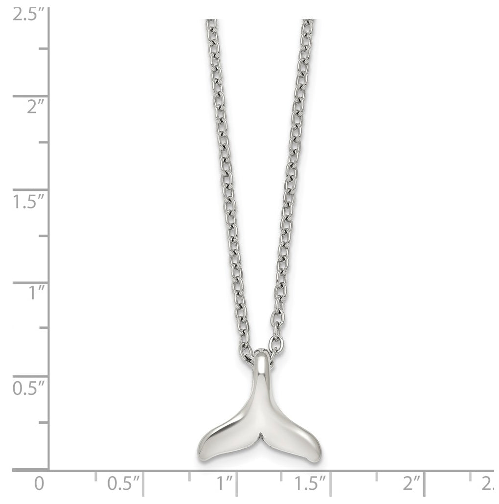 Stainless Steel Polished Whale Tail 20in with 2in ext. Necklace – Elegant Jewelry Gift for Birthday, Anniversary, Engagement, Wedding