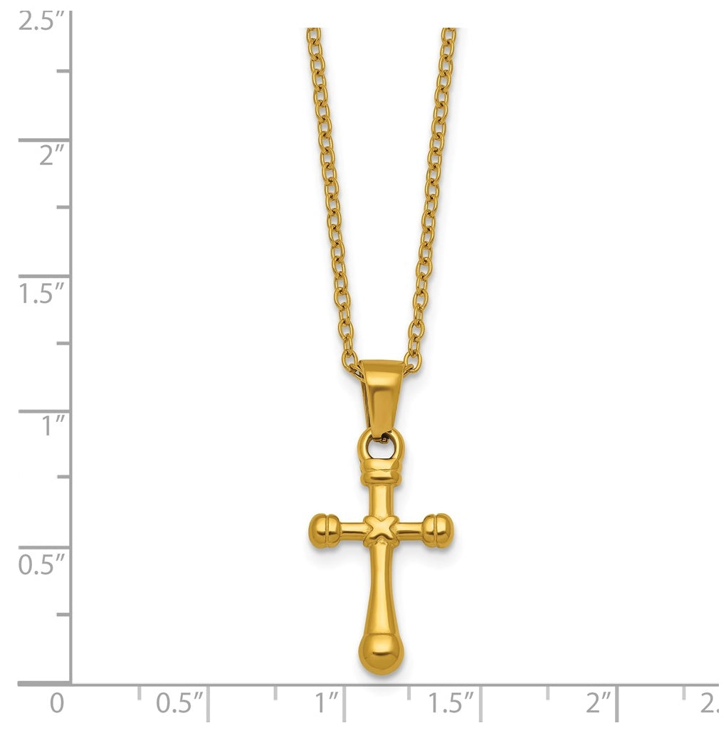 Stainless Steel Polished Yellow IP-plated 20 in with 2 in ext. Cross Necklace – Elegant Jewelry Gift for Birthday, Anniversary, Engagement, Wedding