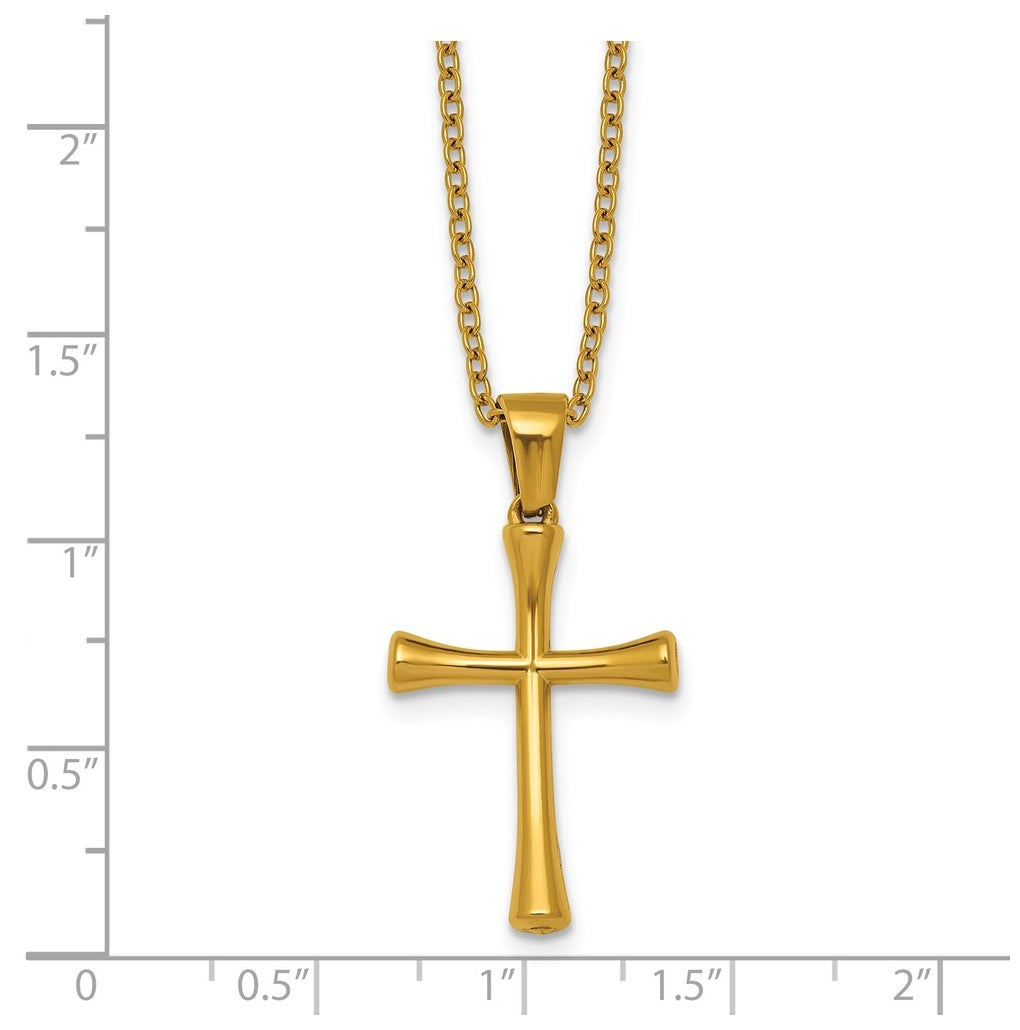 Stainless Steel Polished Yellow IP-plated 24 in with 2 in ext. Cross Necklace – Elegant Jewelry Gift for Birthday, Anniversary, Engagement, Wedding