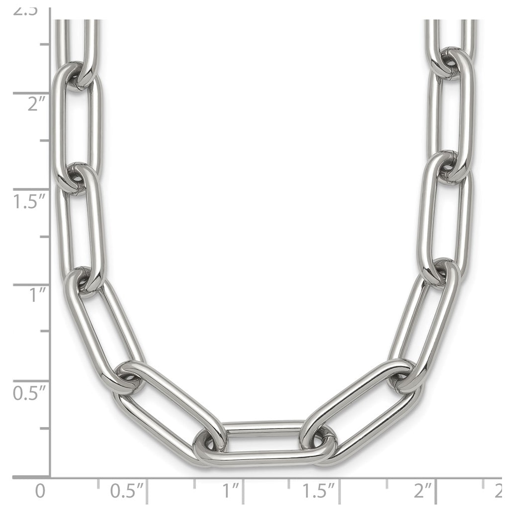 Stainless Steel Polished 8mm Open Link 18in Necklace – Elegant Jewelry Gift for Birthday, Anniversary, Engagement, Wedding