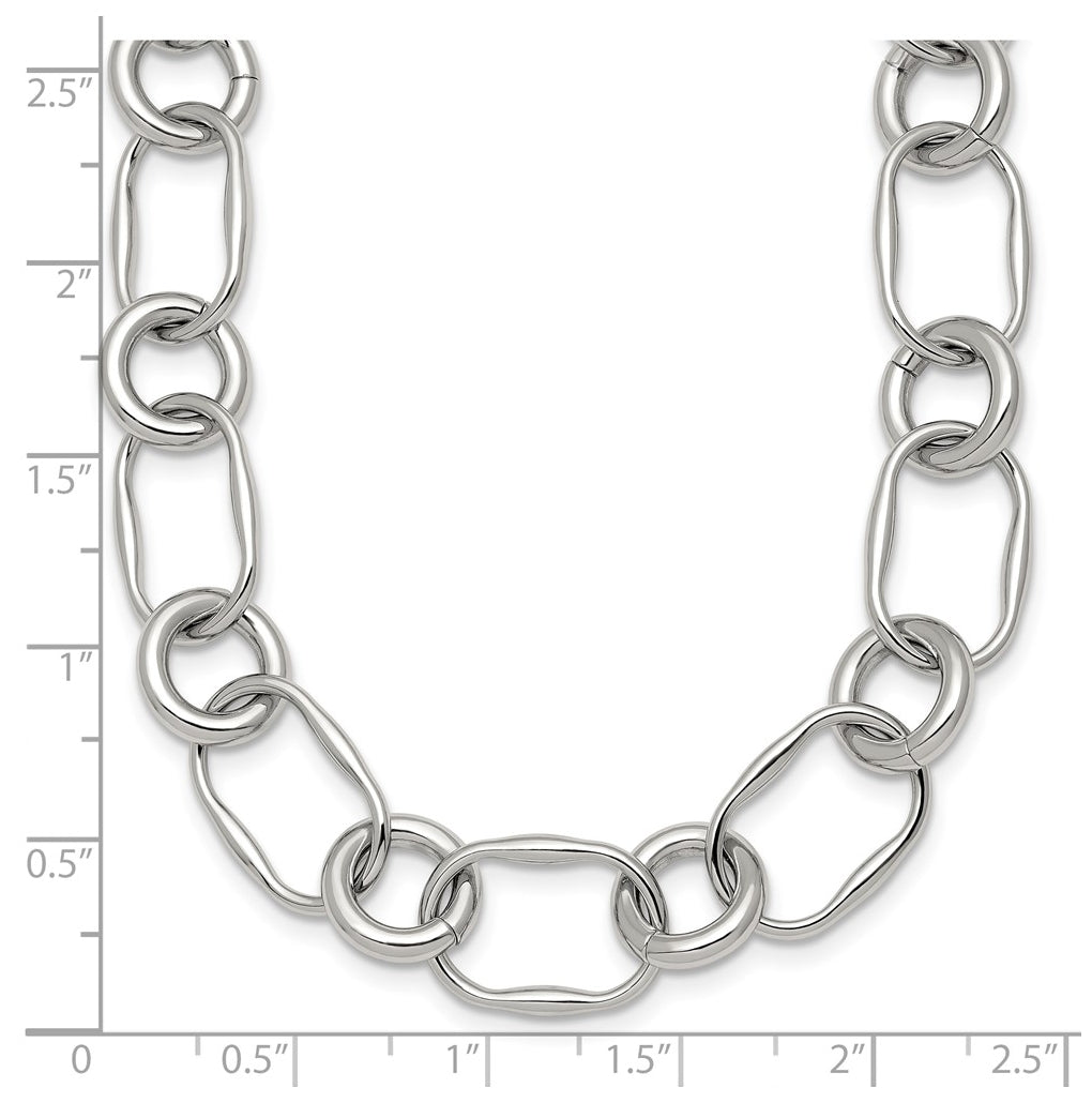 Stainless Steel Polished Fancy Link 17.5in Necklace – Elegant Jewelry Gift for Birthday, Anniversary, Engagement, Wedding