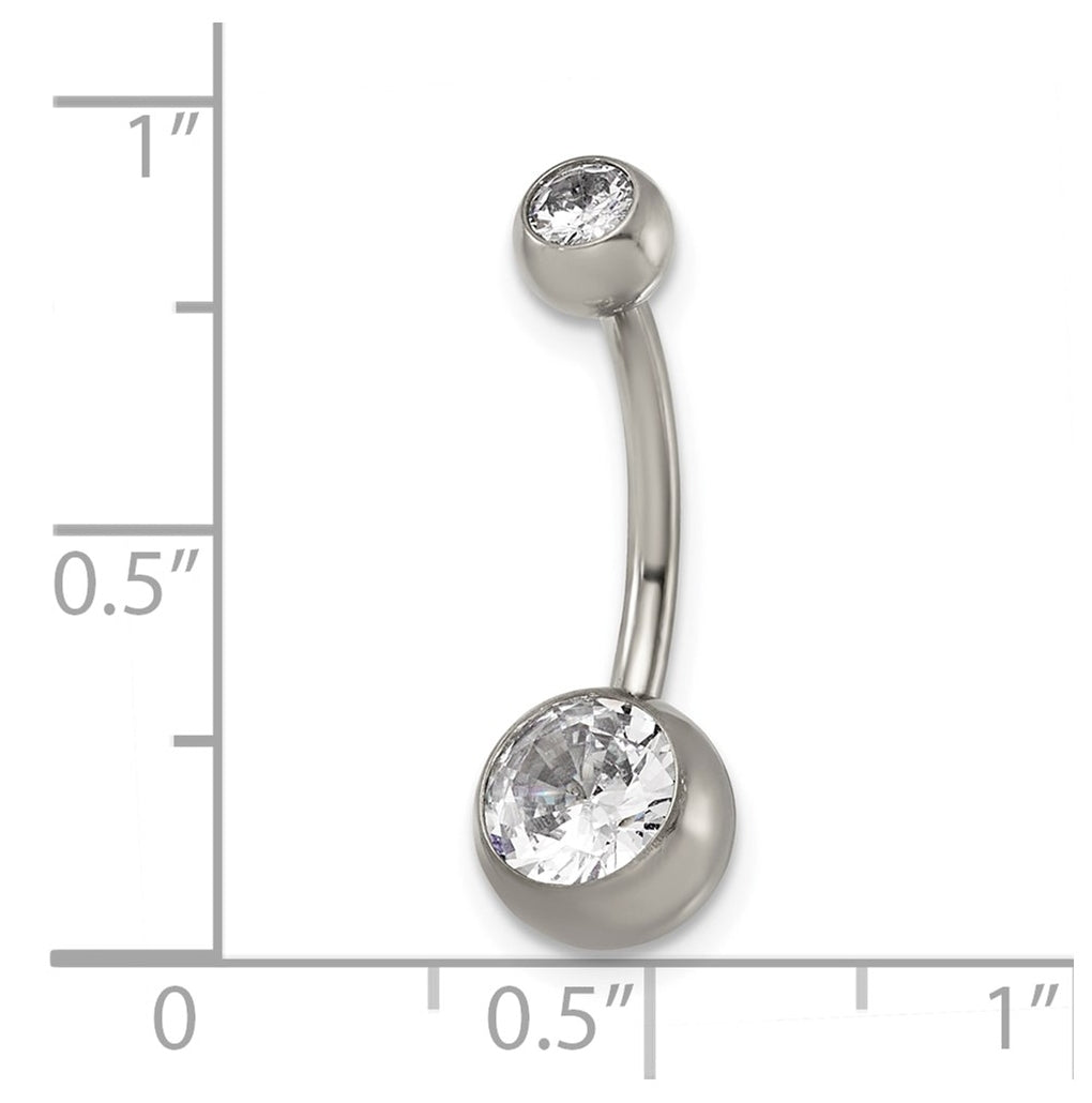 Titanium Polished Cubic Zirconia Navel Ring – Elegant Jewelry Gift for Birthday, Anniversary, Engagement, Wedding