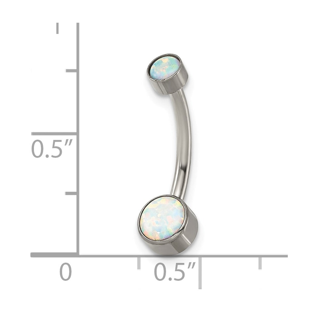 Titanium Polished Opal Navel Ring – Elegant Jewelry Gift for Birthday, Anniversary, Engagement, Wedding