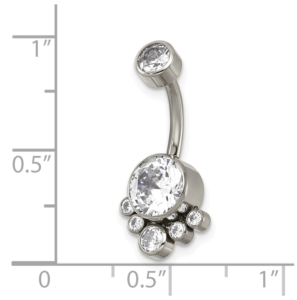 Titanium Polished Cubic Zirconia Navel Ring – Elegant Jewelry Gift for Birthday, Anniversary, Engagement, Wedding