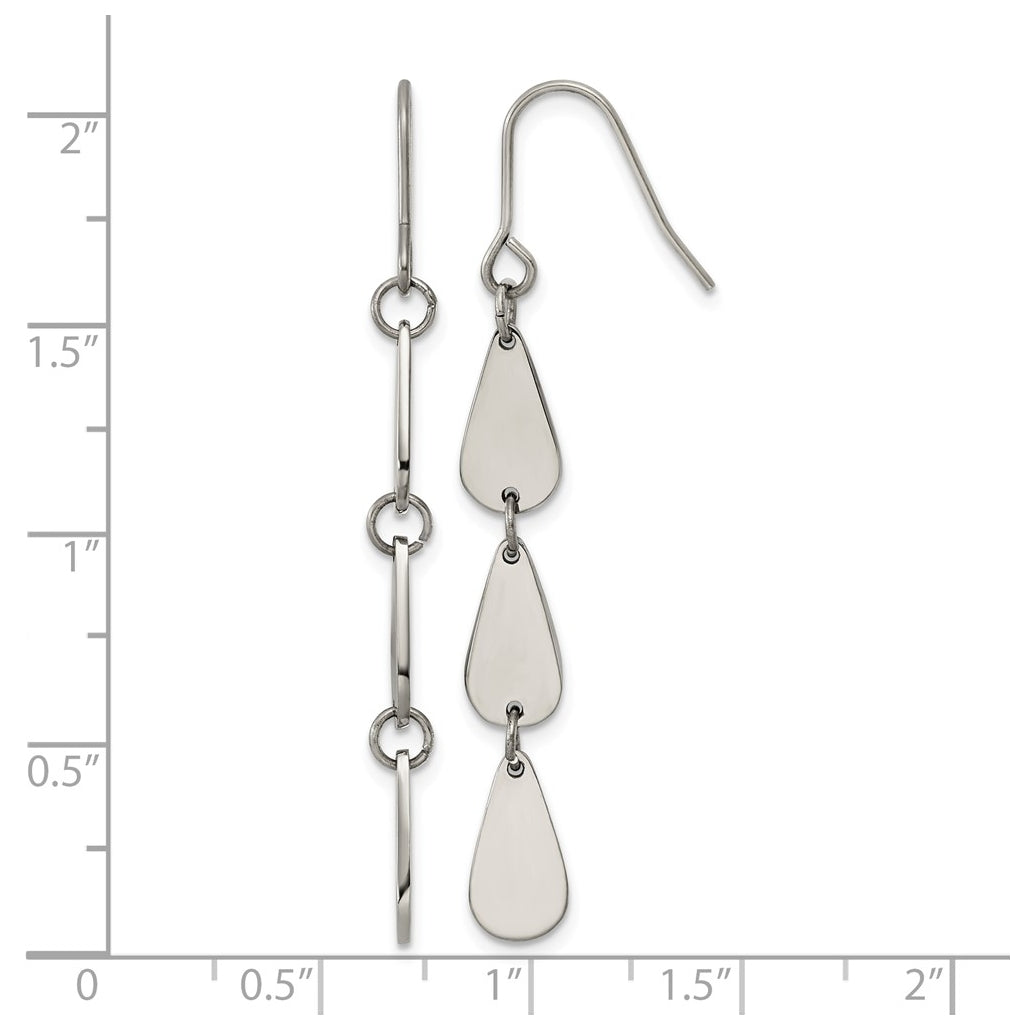 Titanium Polished Teardrop Shape Dangles Shepherd Hook Earrings – Elegant Jewelry Gift for Birthday, Anniversary, Engagement, Wedding