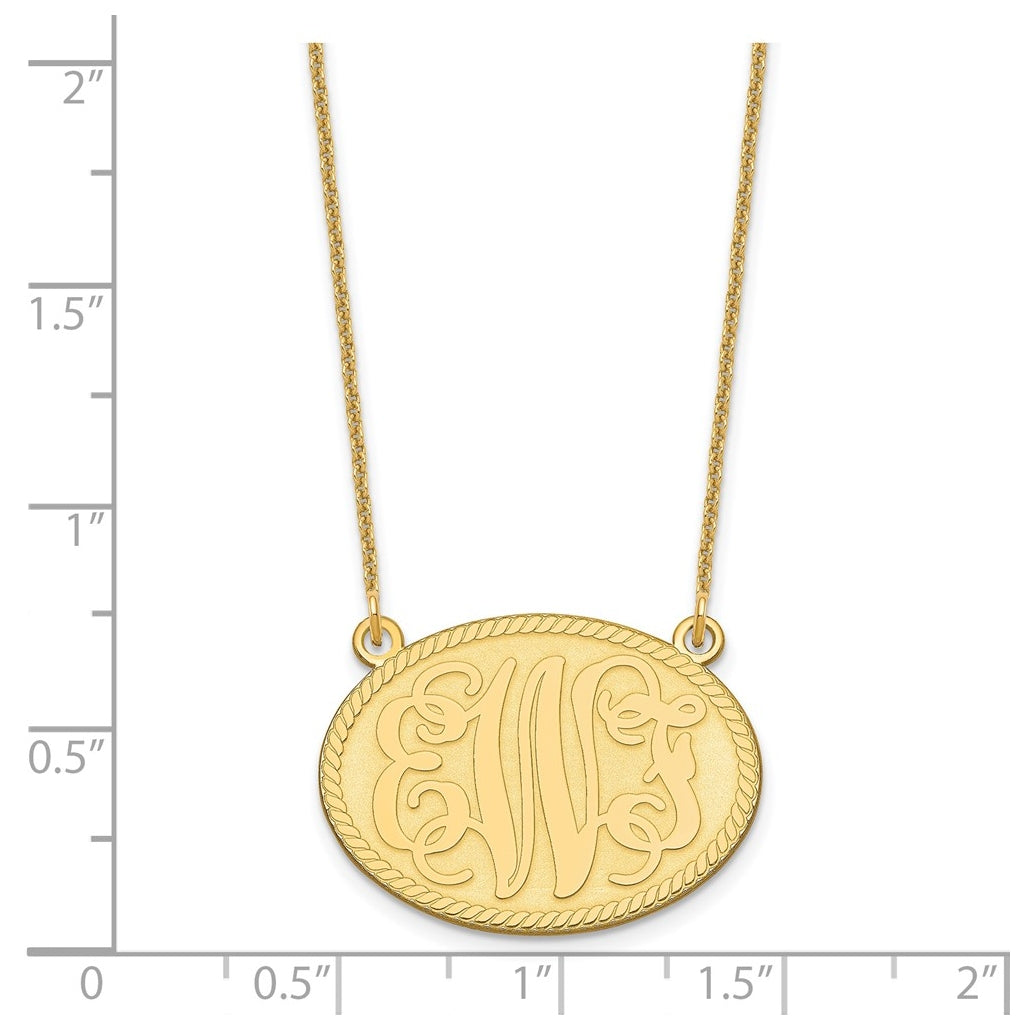 14k Yellow Gold Brushed Monogram Necklace – Elegant Jewelry Gift for Birthday, Anniversary, Engagement, Wedding
