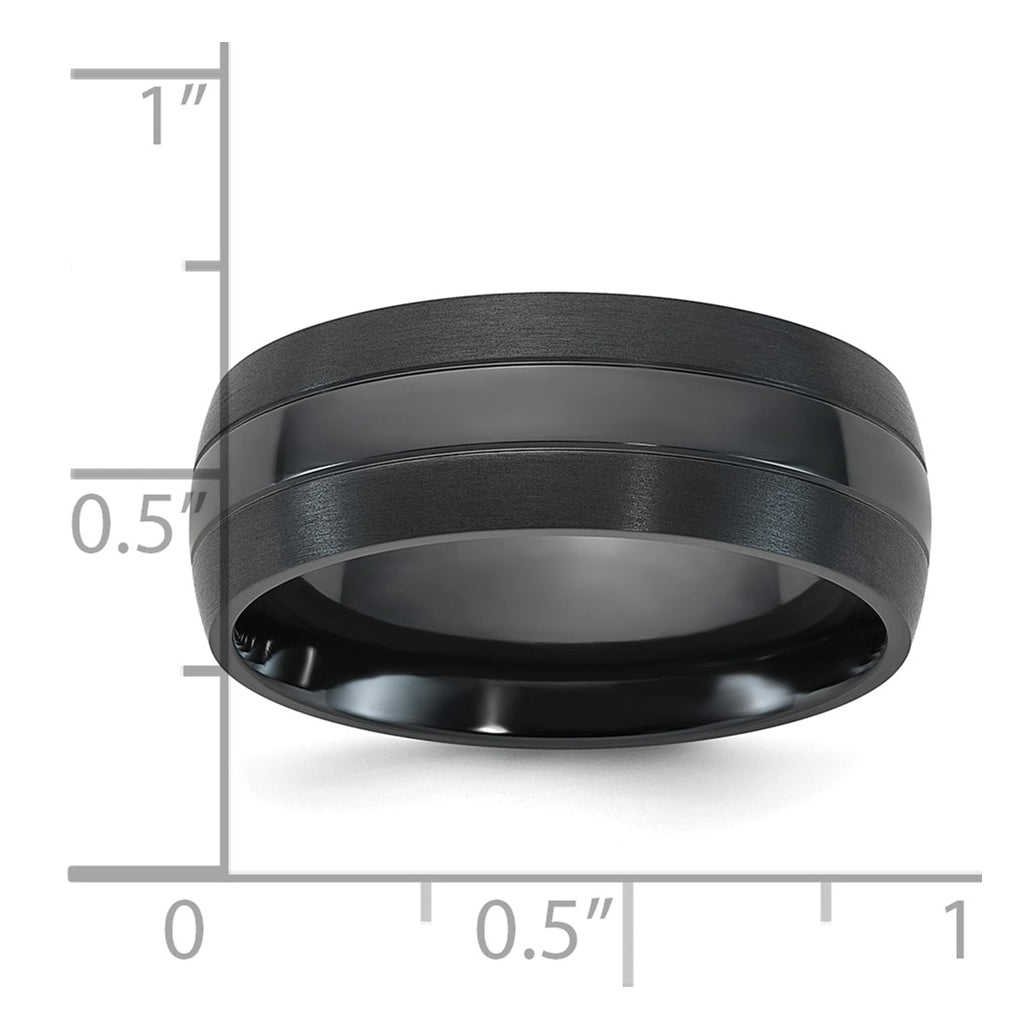 Black Zirconium Brushed With Polished Center 8mm Ring Size 10 – Elegant Jewelry Gift for Birthday, Anniversary, Engagement, Wedding