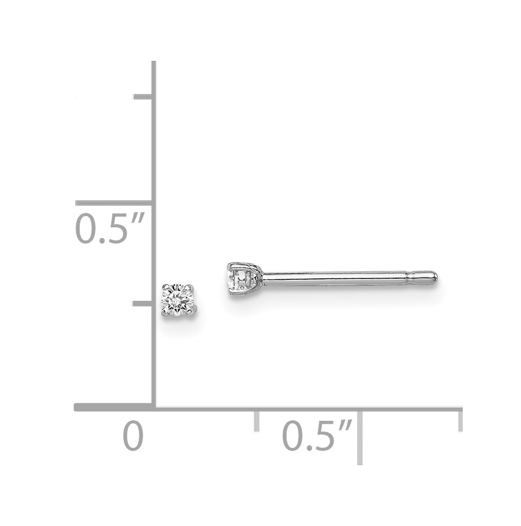 Sterling Silver Madi K Rhodium-plated 2mm Round Cubic Zirconia Children's Stud Earrings