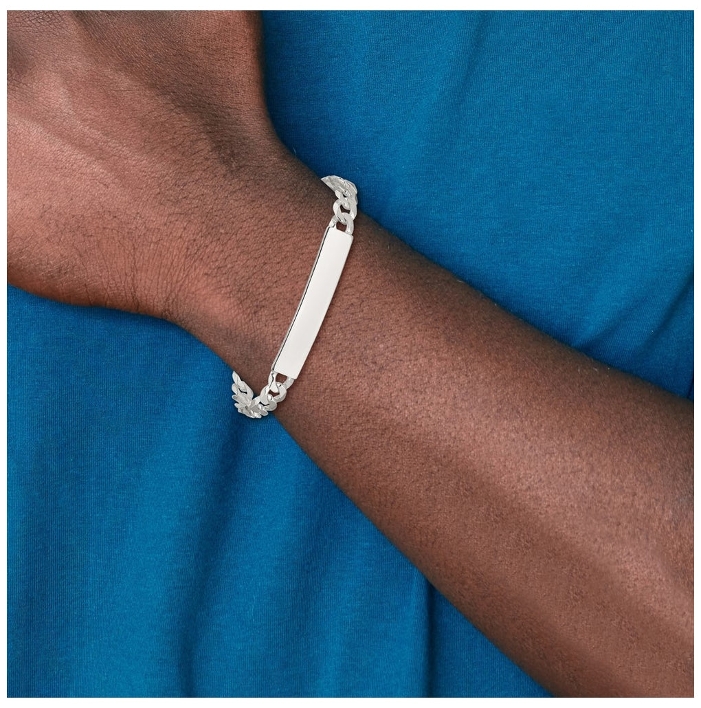 Sterling Silver Curb Link ID Bracelet – Elegant Jewelry Gift for Birthday, Anniversary, Engagement, Wedding