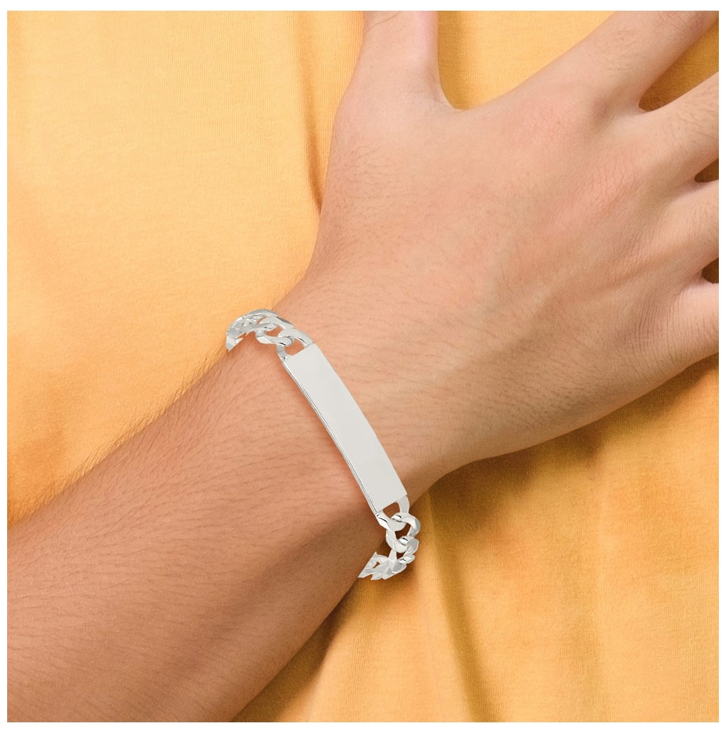 Sterling Silver Curb Link ID Bracelet 7.5 In – Elegant Jewelry Gift for Birthday, Anniversary, Engagement, Wedding