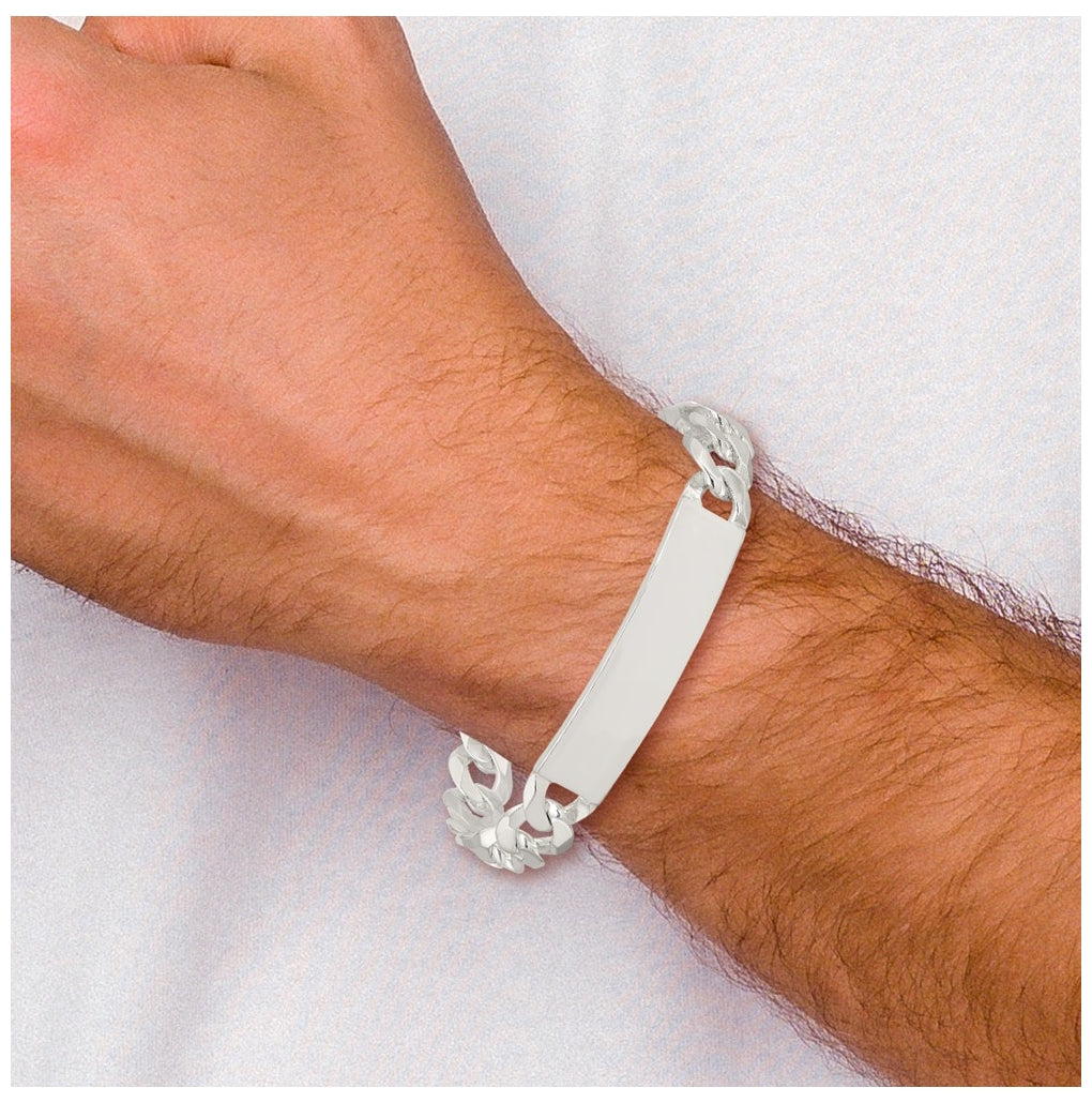 Sterling Silver Curb Link ID Lobster Clasp Bracelet – Elegant Jewelry Gift for Birthday, Anniversary, Engagement, Wedding