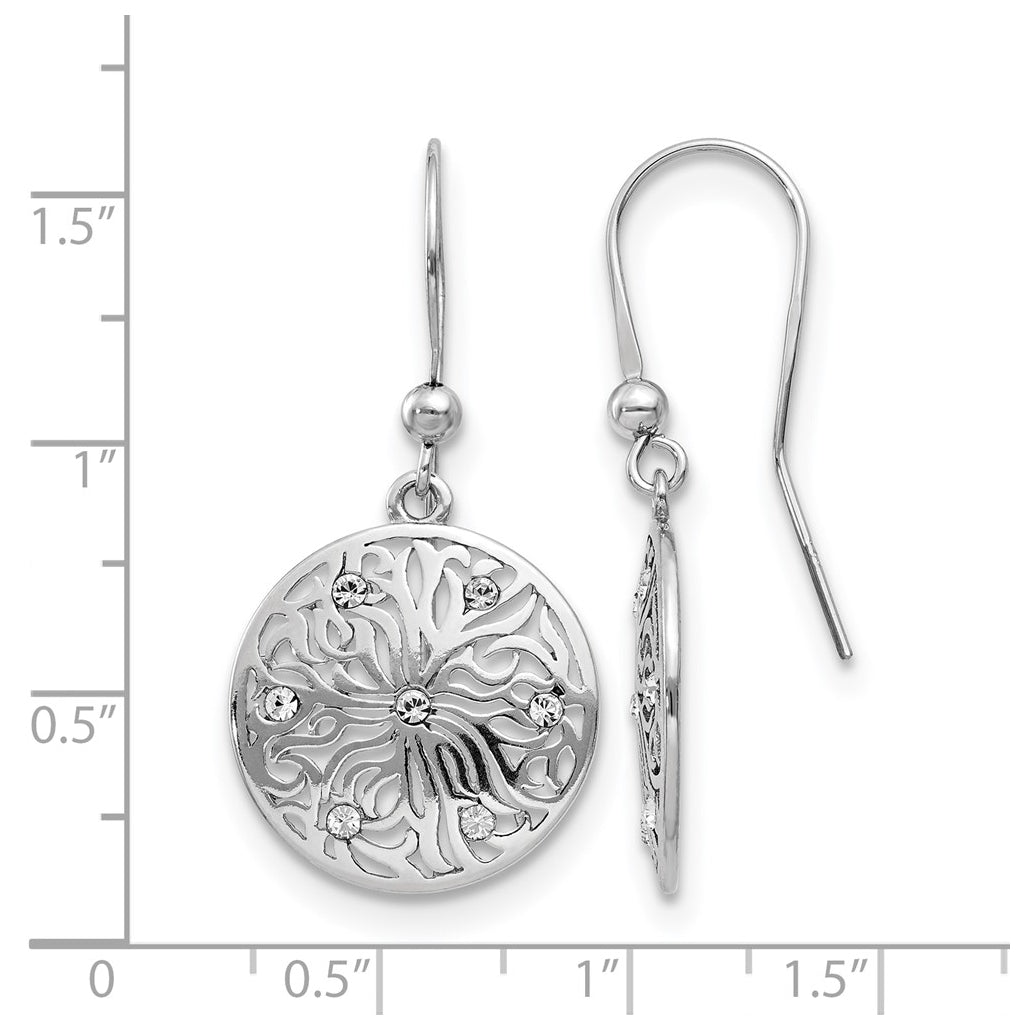 Leslie's Sterling Silver Rhodium-plated Polished Cubic Zirconia Dangle Earrings – Elegant Jewelry Gift for Birthday, Anniversary, Engagement, Wedding