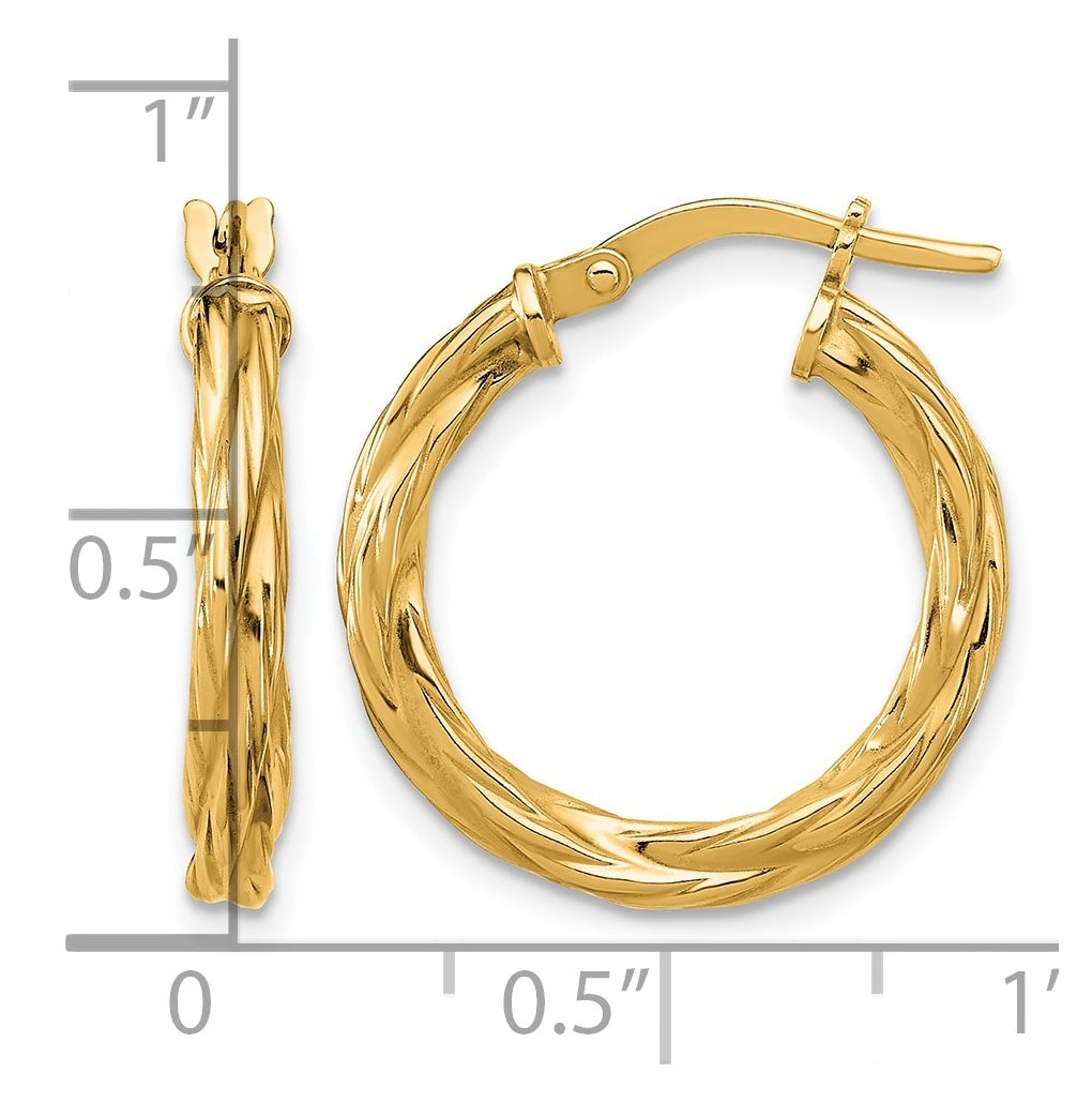 Sterling Silver Gold-plated Polished Twisted Hoop Earrings