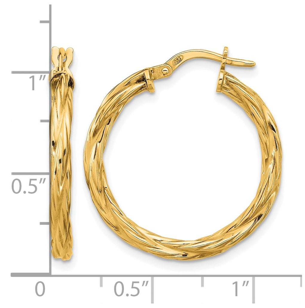 Sterling Silver Gold-plated Polished Twisted Hoop Earrings