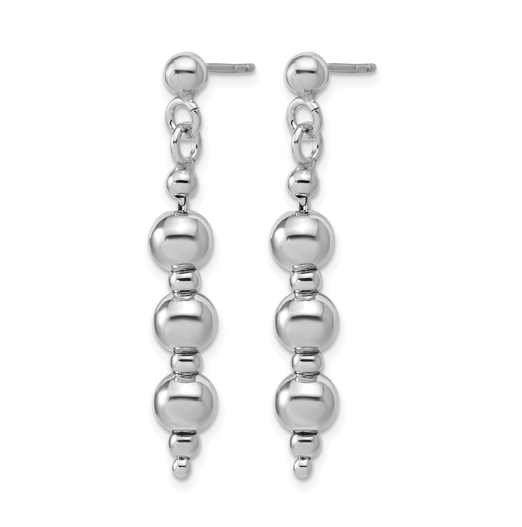 Sterling Silver Rhodium-Plated Ball Dangle Post Earrings