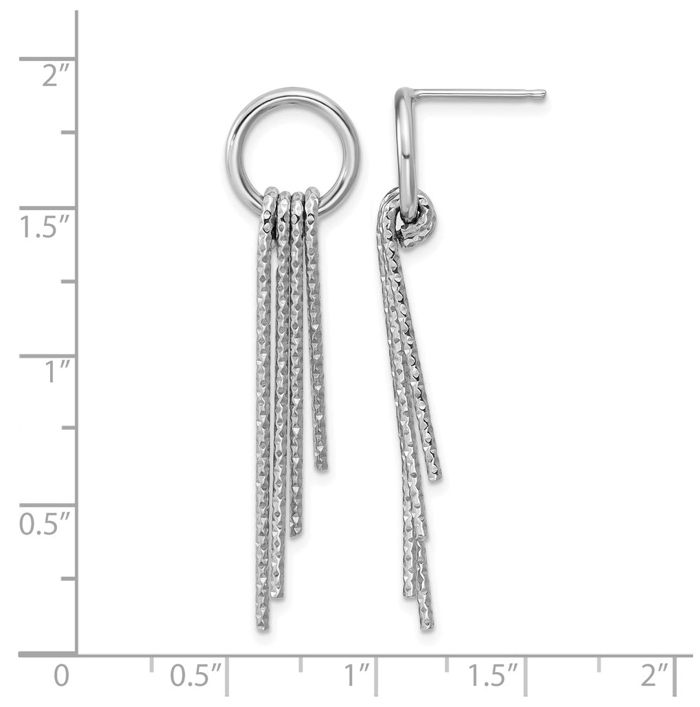 Sterling Silver Rh-Plated D/C Movable Dangle Post Earrings