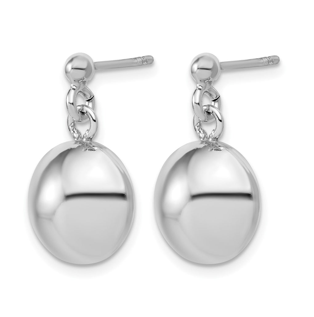 Sterling Silver RH-plated Polished Domed Post Dangle Earrings