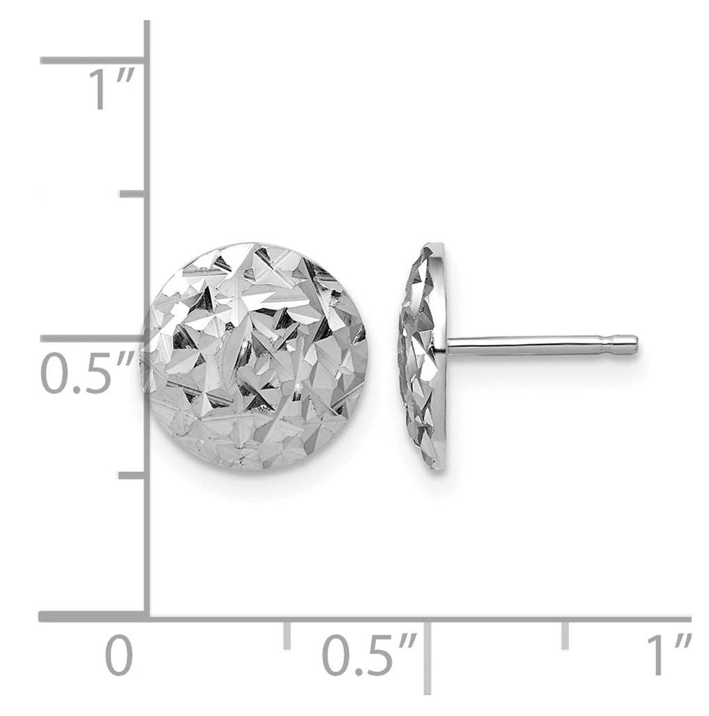 Sterling Silver RH-plated Polished and Diamond-cut Post Earrings