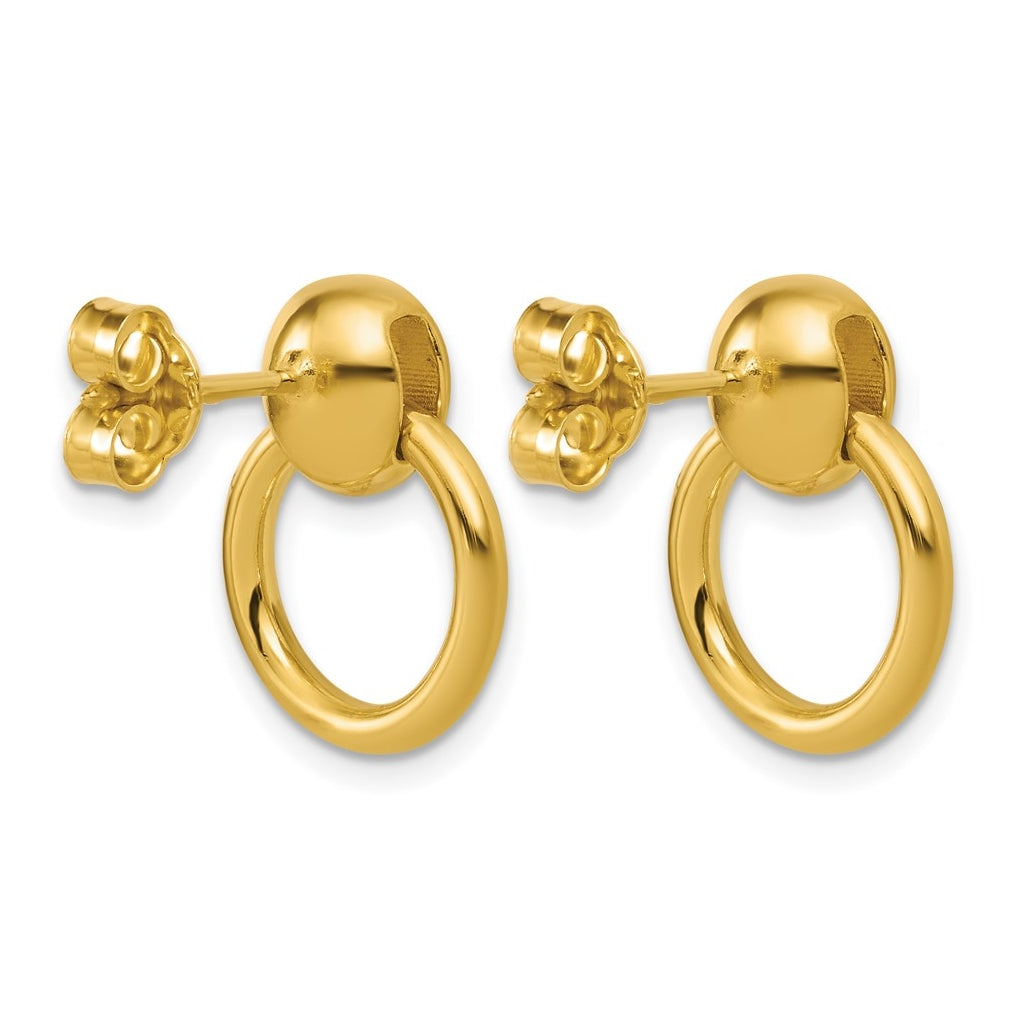 Sterling Silver Gold-plated Polished Circle Dangle Post Earrings