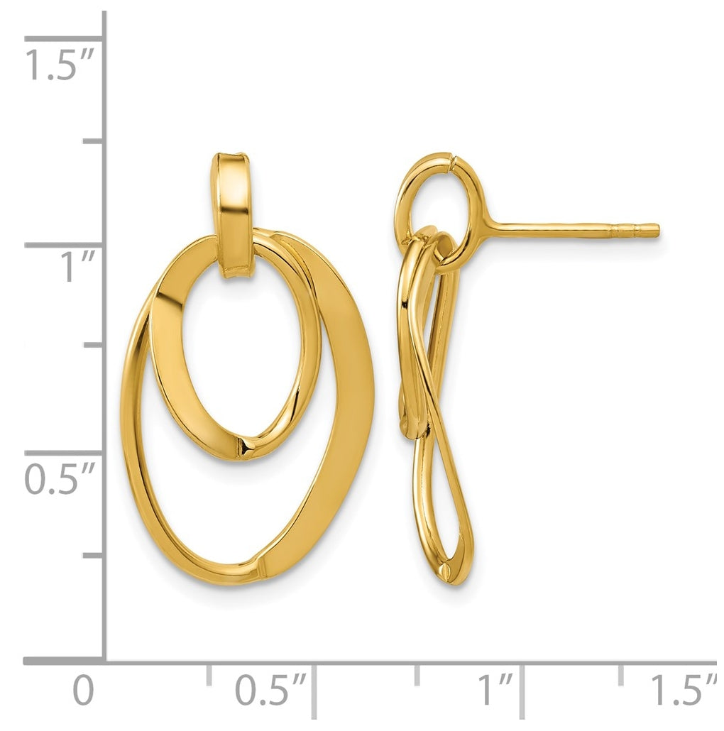 Sterling Silver Gold-plated Polished Fancy Oval Dangle Earrings