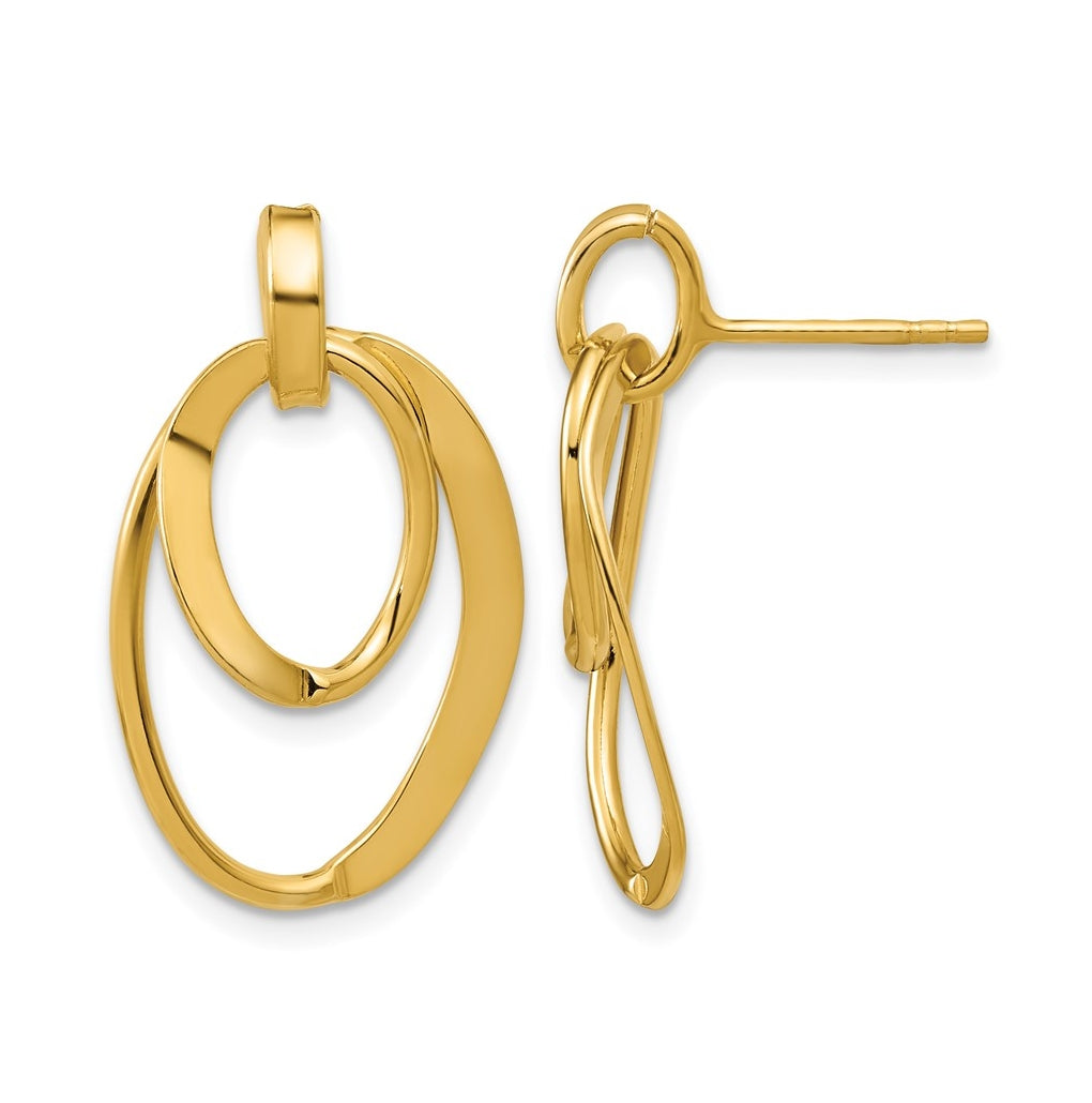 Sterling Silver Gold-plated Polished Fancy Oval Dangle Earrings