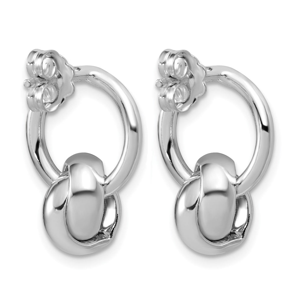 Sterling Silver RH-plated Polished Circle Dangle Post Earrings