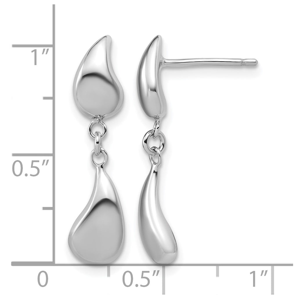 Sterling Silver RH-plated Polished Teardrop Dangle Post Earrings