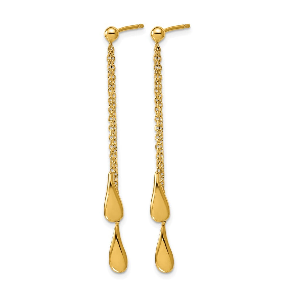 Sterling Silver Gold-tone Polished Teardrop Dangle Post Earrings