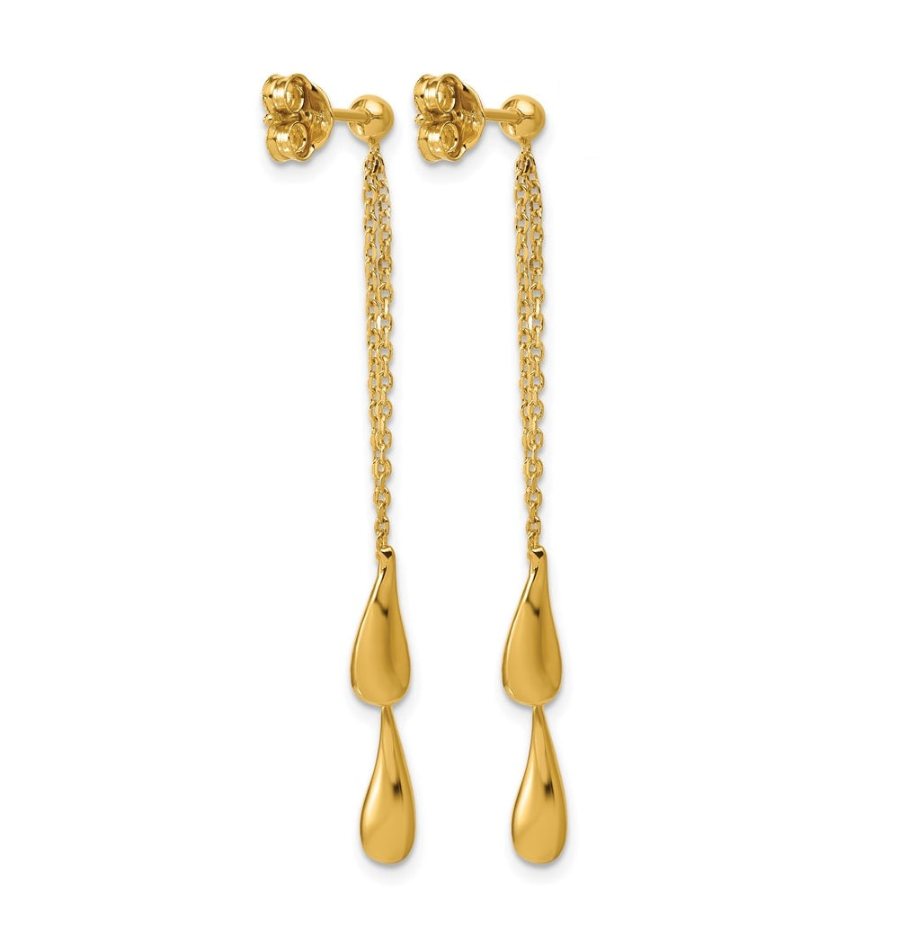 Sterling Silver Gold-tone Polished Teardrop Dangle Post Earrings