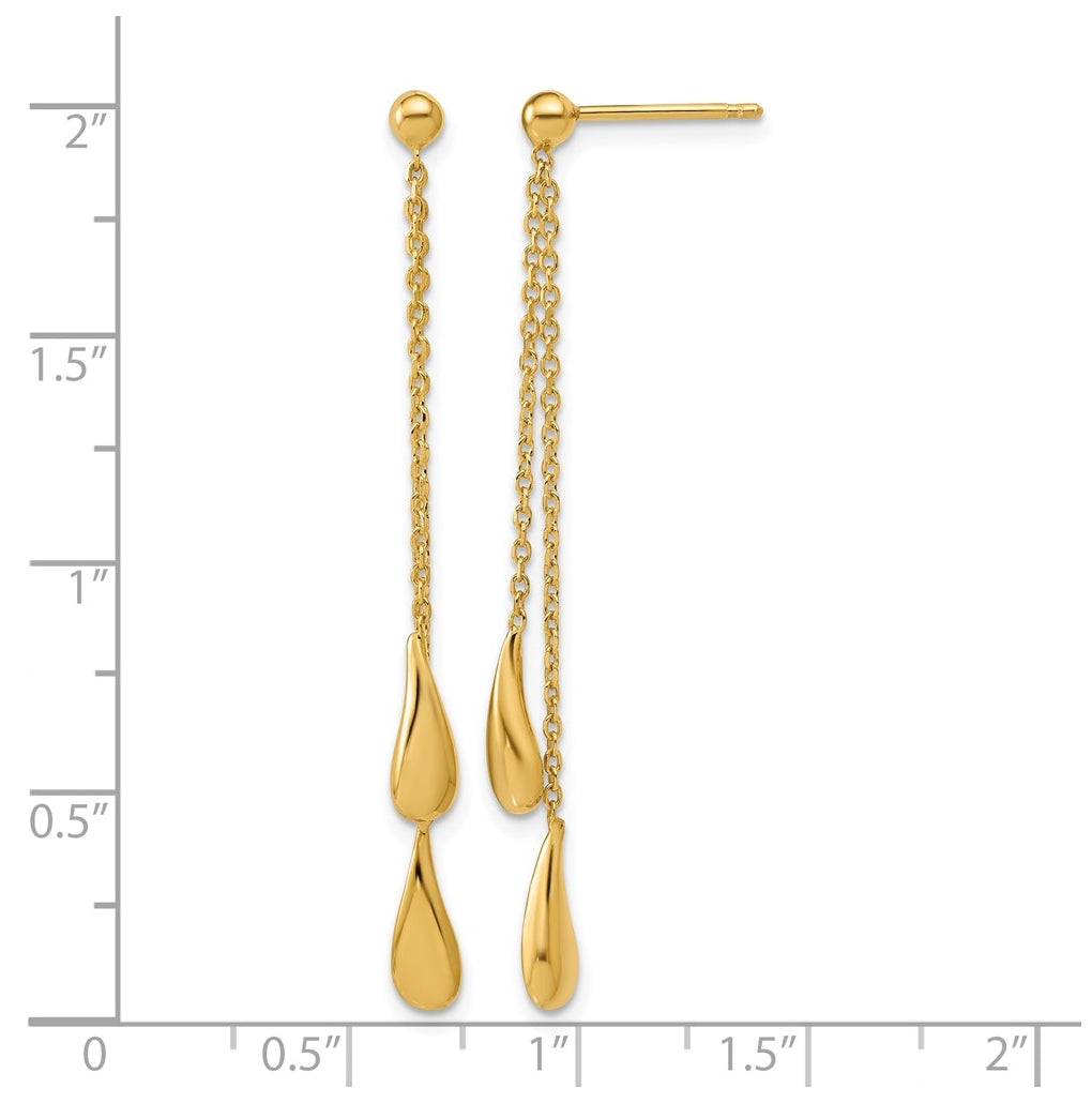 Sterling Silver Gold-tone Polished Teardrop Dangle Post Earrings