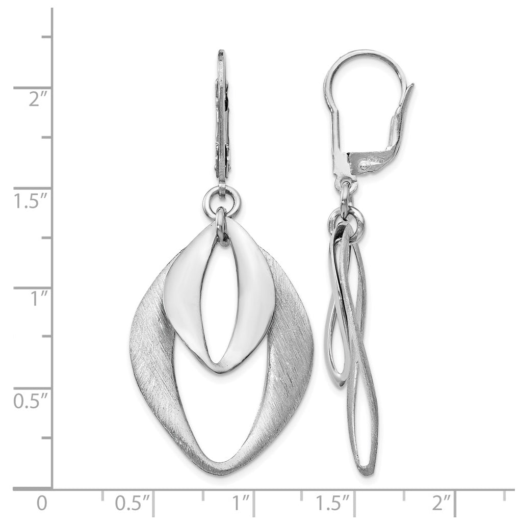 Leslie's Sterling Silver Rhodium-plated Polished & Brushed Leverback Earrings – Elegant Jewelry Gift for Birthday, Anniversary, Engagement, Wedding