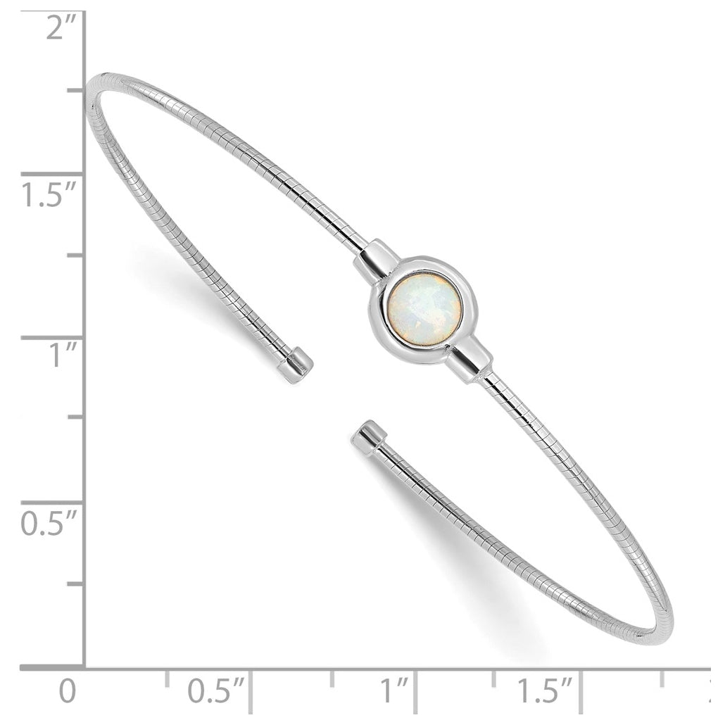 Sterling Silver RH-plated Polished Opal Cuff Bracelet